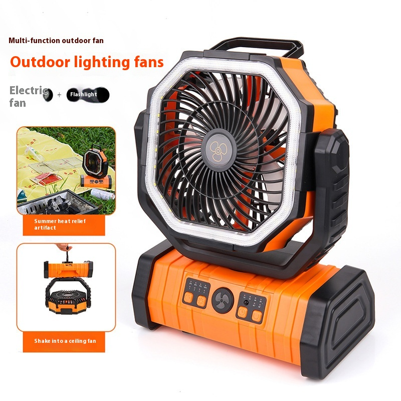 3-in-1 Camping Fan, LED Light & Power Bank